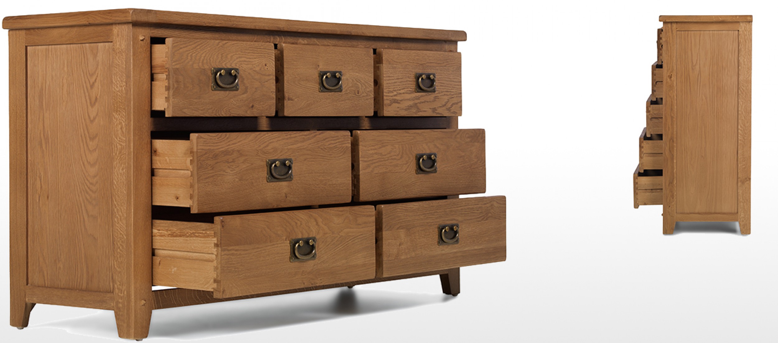 Rustic Oak 7 Drawer Wide Chest Of Drawers Quercus Living 